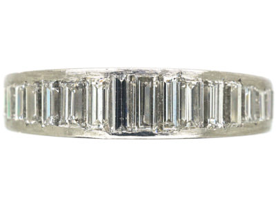 French Art Deco Platinum Baguette Diamond Half Eternity Ring
