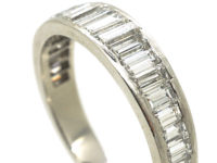 French Art Deco Platinum Baguette Diamond Half Eternity Ring