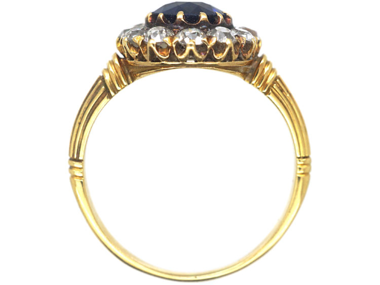 Edwardian 18ct Gold, Sapphire & Diamond Cluster Ring