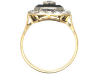 Art Deco 18ct Gold & Platinum, Onyx & Diamond Octagonal Shaped Ring