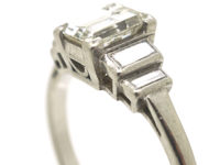 Art Deco Platinum Five Stone Baguette Diamond Ring