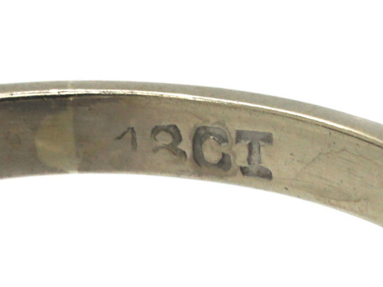 Art Deco 18ct White Gold Two Stone Crossover Ring