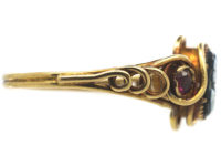 Early Victorian 15ct Gold, Ruby & Onyx Pense à Moi Ring
