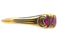 Victorian 18ct Gold & Pink Sapphire Five Stone Ring
