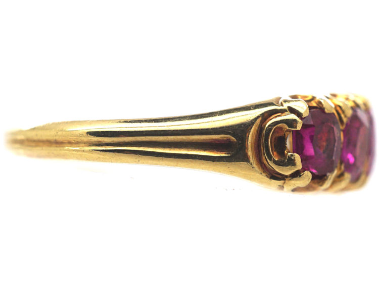 Victorian 18ct Gold & Pink Sapphire Five Stone Ring