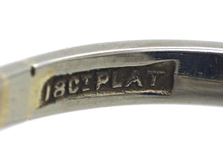 Art Deco 18ct White Gold & Platinum, Lapis Lazuli & Diamond Rectangular Shaped Ring