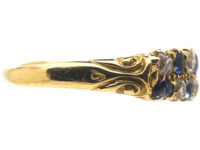 Victorian 18ct Gold, Sapphire & Diamond Chequerboard Ring