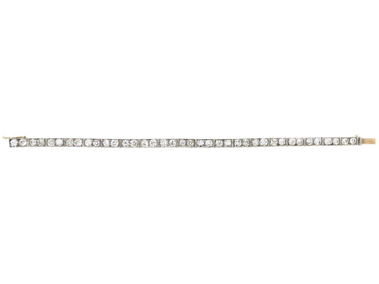 Art Deco 18ct Gold, Platinum & Diamond Articulated Line Bracelet