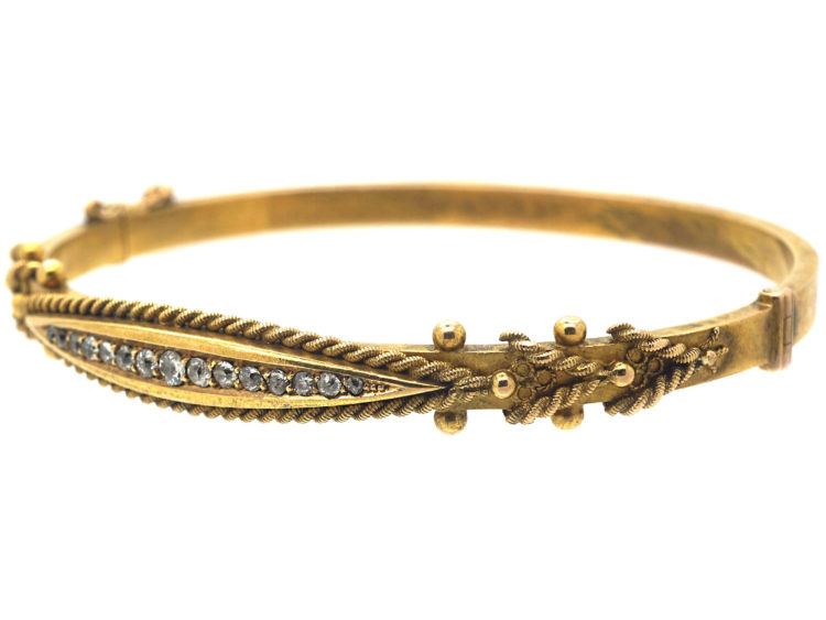 Victorian 15ct Gold & Diamond Bangle