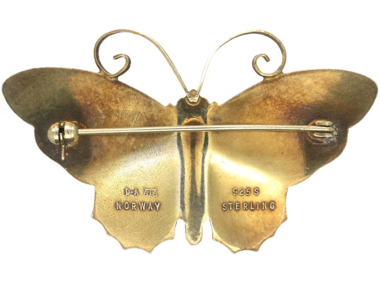 Silver & Enamel Butterfly Brooch by David Andersen