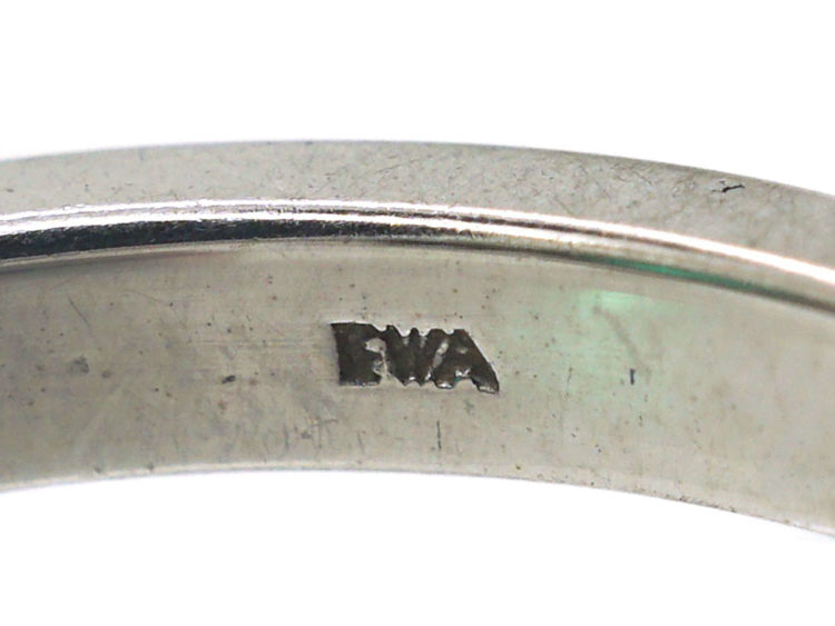 Art Deco Style 18ct White Gold, Emerald & Diamond Ring