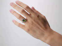 Edwardian Platinum, Peridot & Diamond Ring