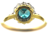 Art Deco 18ct Gold & Platinum, Zircon & Diamond Cluster Ring