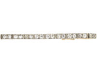 Art Deco 18ct Gold, Platinum & Diamond Articulated Line Bracelet