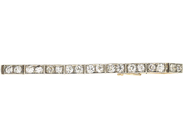 Art Deco 18ct Gold, Platinum & Diamond Articulated Line Bracelet