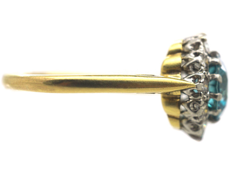 Art Deco 18ct Gold & Platinum, Zircon & Diamond Cluster Ring