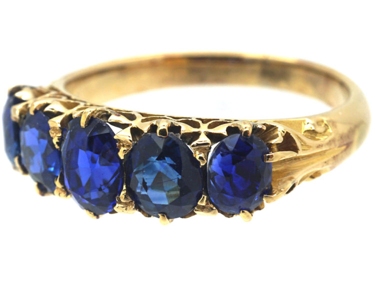 Victorian 18ct Gold Five Stone Sapphire Ring
