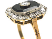Art Deco 18ct Gold & Platinum, Onyx & Diamond Octagonal Shaped Ring