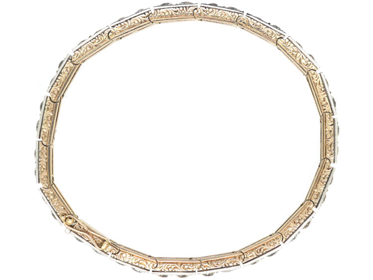 Art Deco 18ct Gold, Platinum & Diamond Articulated Line Bracelet