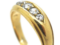 Victorian 18ct Gold Boat Shaped Five Stone Diamond Ring