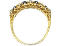 Victorian 18ct Gold, Sapphire & Diamond Chequerboard Ring