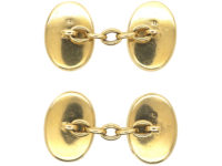 Art Deco 18ct Gold , Red Enamel, Mother of Pearl & Diamond Oval Shaped Cufflinks