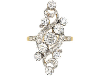 Art Nouveau 18ct Gold & Platinum Diamond Twist Ring Art Nouveau 18ct Gold & Platinum Diamond Twist Ring