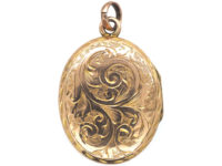 Edwardian 9ct Gold Engraved Oval Locket