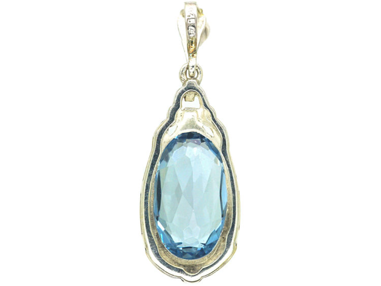 Art Deco Silver Synthetic Blue Spinel Pendant