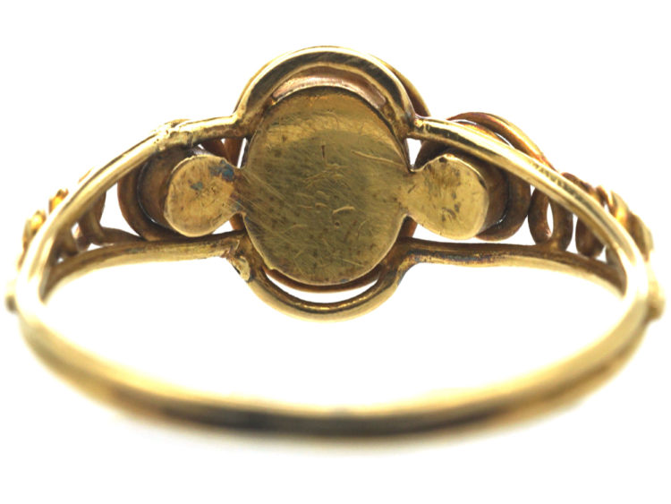 Early Victorian 15ct Gold, Ruby & Onyx Pense à Moi Ring