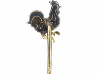 Edwardian 15ct Gold & Silver Enamel & Rose Diamond Cockerel Tie Pin