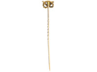 Victorian 15ct Gold Stafford Knot Tie Pin set with a Diamond