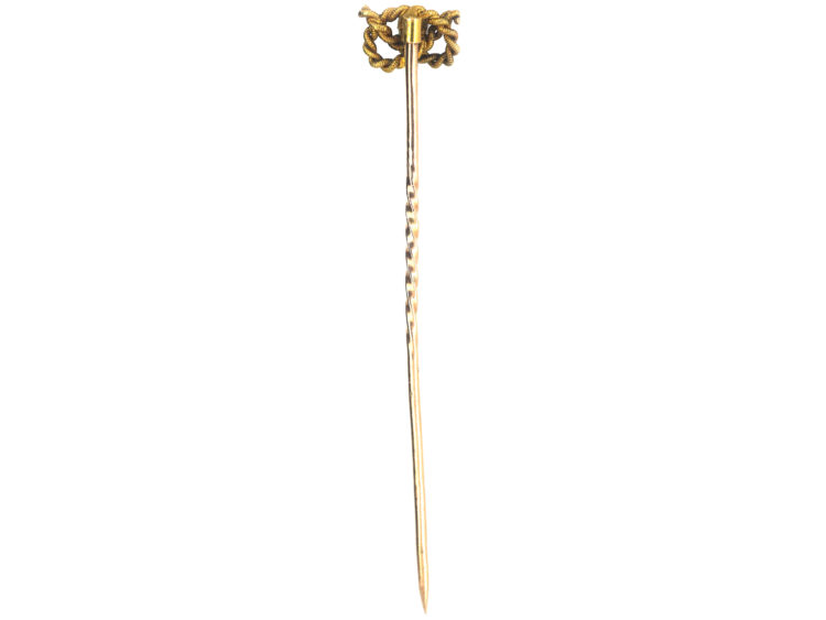 Victorian 15ct Gold Stafford Knot Tie Pin set with a Diamond
