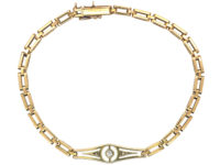 Art Deco 14ct Gold & Diamond Bracelet