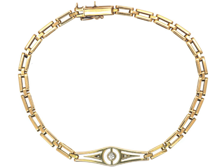 Art Deco 14ct Gold & Diamond Bracelet