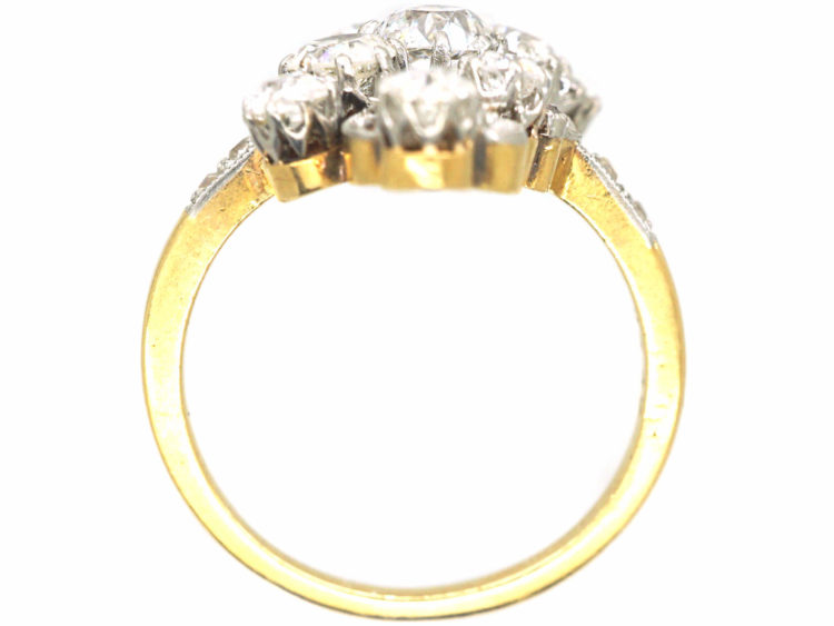 Art Nouveau 18ct Gold & Platinum Diamond Twist Ring