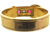 Victorian 18ct Gold, Ruby & Diamond Buckle Ring