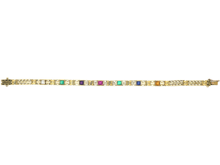 Edwardian 18ct Gold Bracelet with Gemstones that Spell Dearest