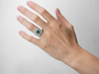 Art Deco Platinum, Emerald & Diamond Octagonal Shaped Ring