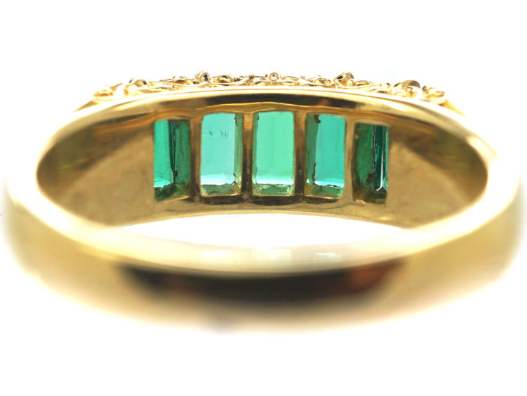 18ct Gold Five Stone Emerald Ring