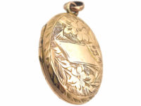 Edwardian 9ct Gold Engraved Oval Locket