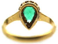 Victorian 18ct Gold, Emerald & Diamond Pear Shaped Ring