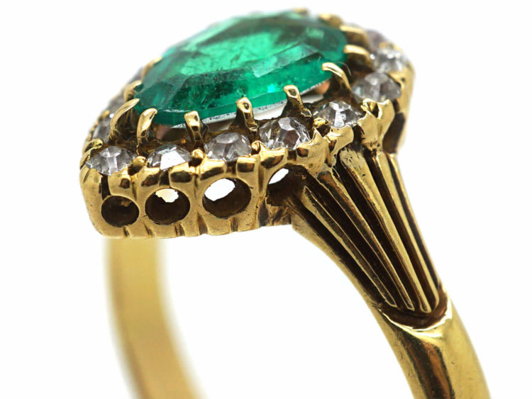 Victorian 18ct Gold, Emerald & Diamond Pear Shaped Ring