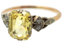 Edwardian 14ct Gold, Yellow Sapphire & Diamond Ring