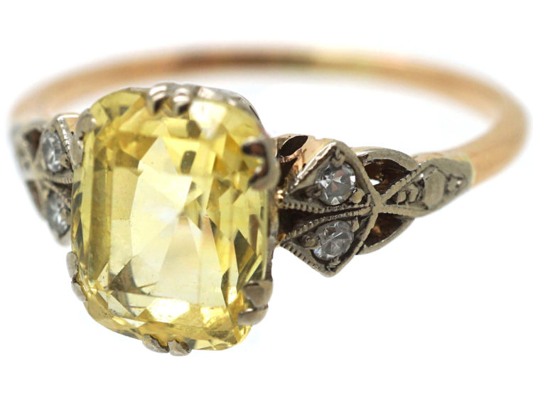 Edwardian 14ct Gold, Yellow Sapphire & Diamond Ring