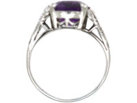 Art Deco 18ct White Gold, Amethyst & Diamond Ring