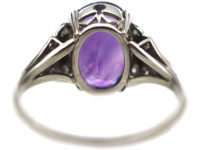 Art Deco 18ct White Gold, Amethyst & Diamond Ring
