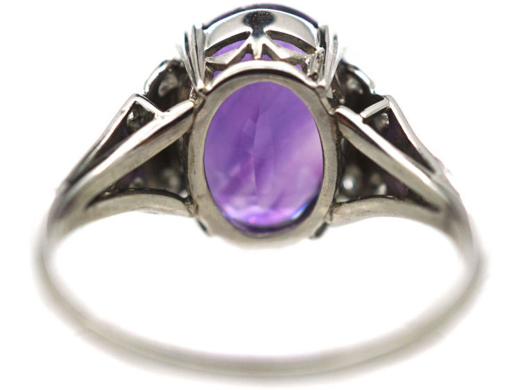 Art Deco 18ct White Gold, Amethyst & Diamond Ring