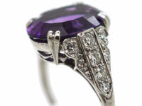 Art Deco 18ct White Gold, Amethyst & Diamond Ring