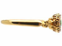 Edwardian 18ct Gold, Green Garnet & Diamond Cluster Ring